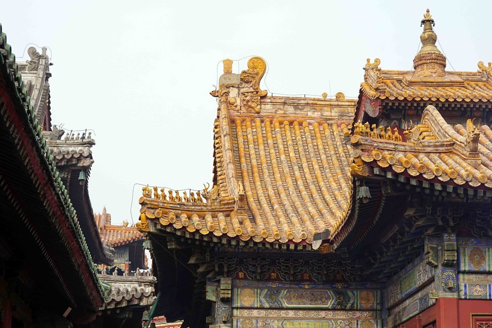 Yellow Tile Roof at the Lama Temple, Yonghegong, Beijing. 